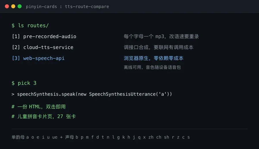 浏览器原生语音合成:做一个会发音的儿童拼音卡片页