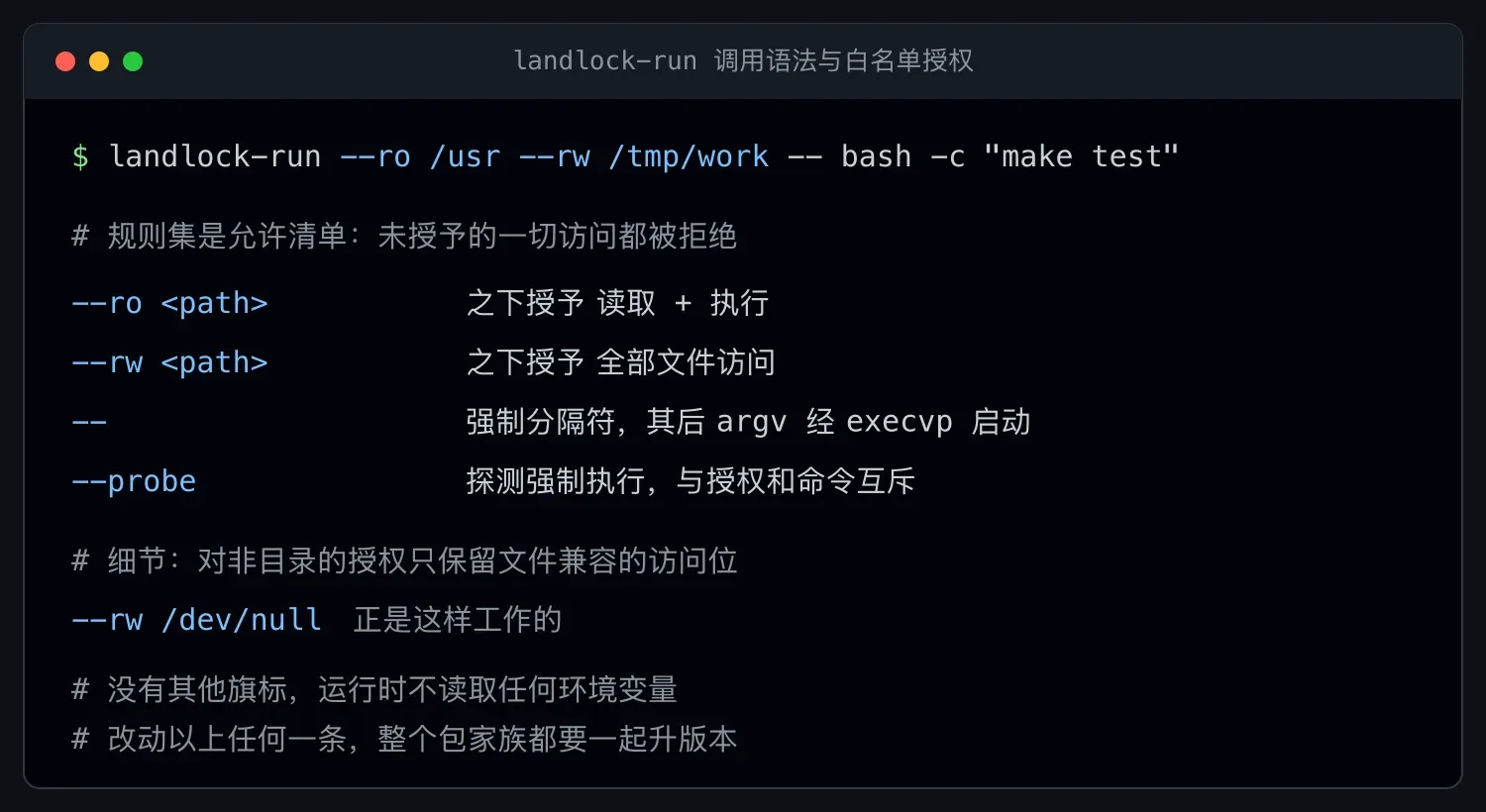landlock-run 契约精读:白名单锁住子进程