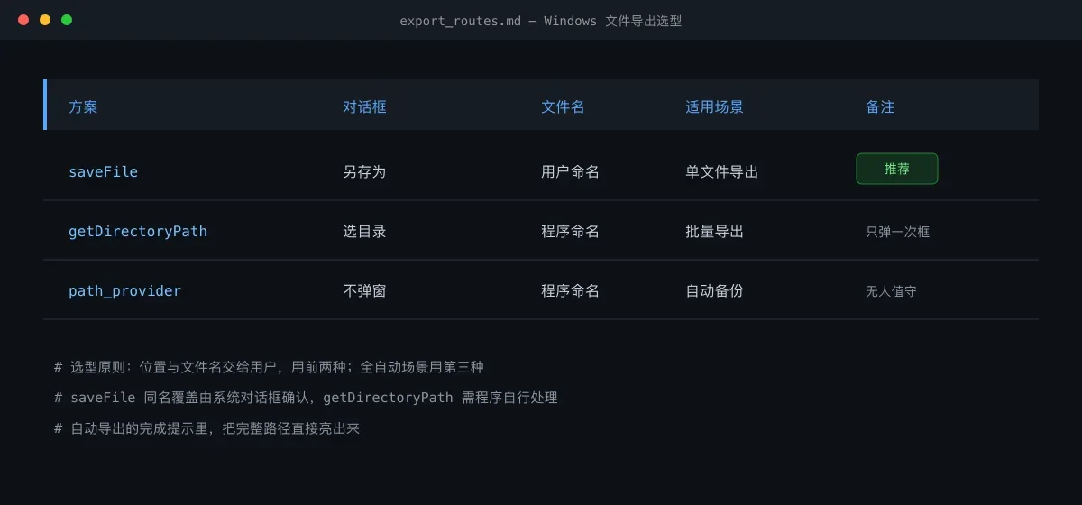 Flutter Windows 文件导出实战与踩坑