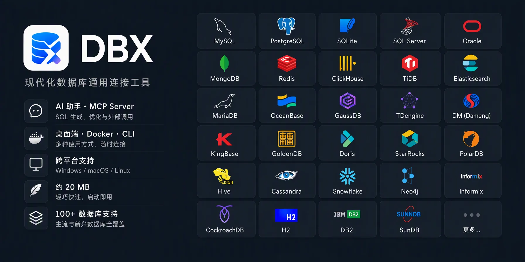 DBX:25MB 连 100+ 数据库