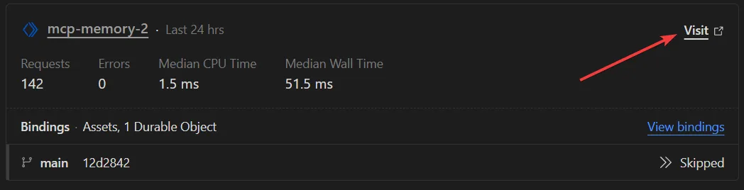 Deploy 完成后在 Cloudflare 控制台直接访问你的 MCP Memory