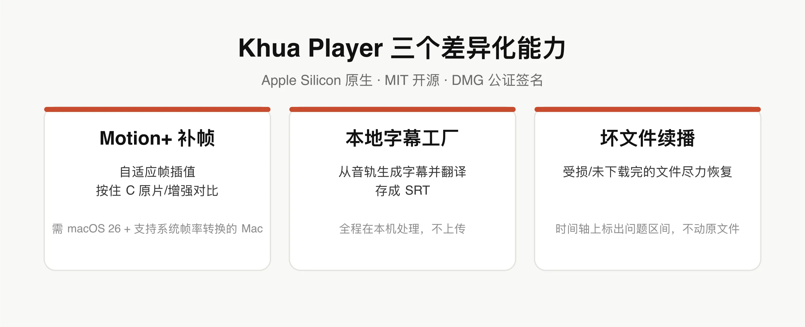 Khua Player 三个差异化能力