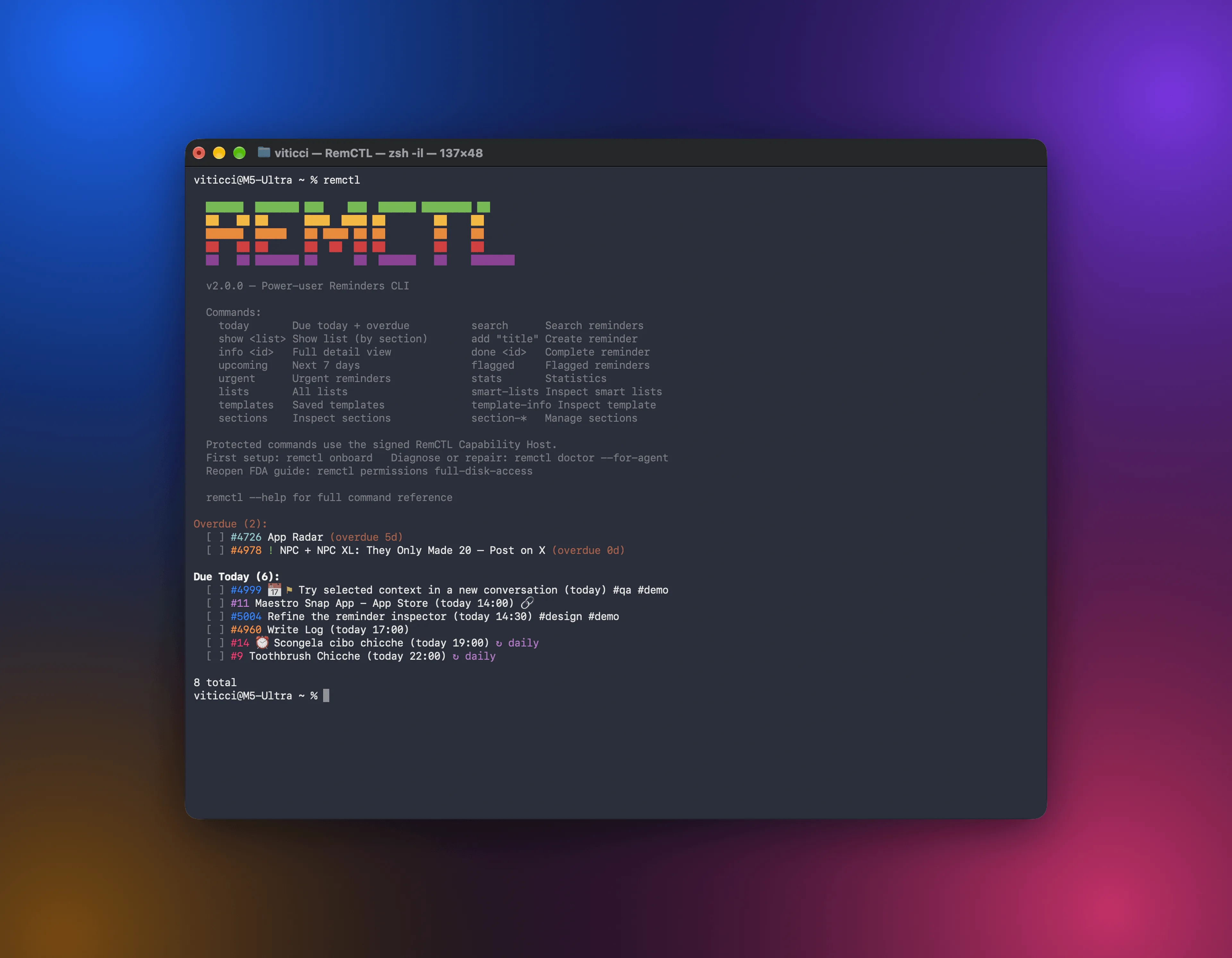RemCTL 的终端界面