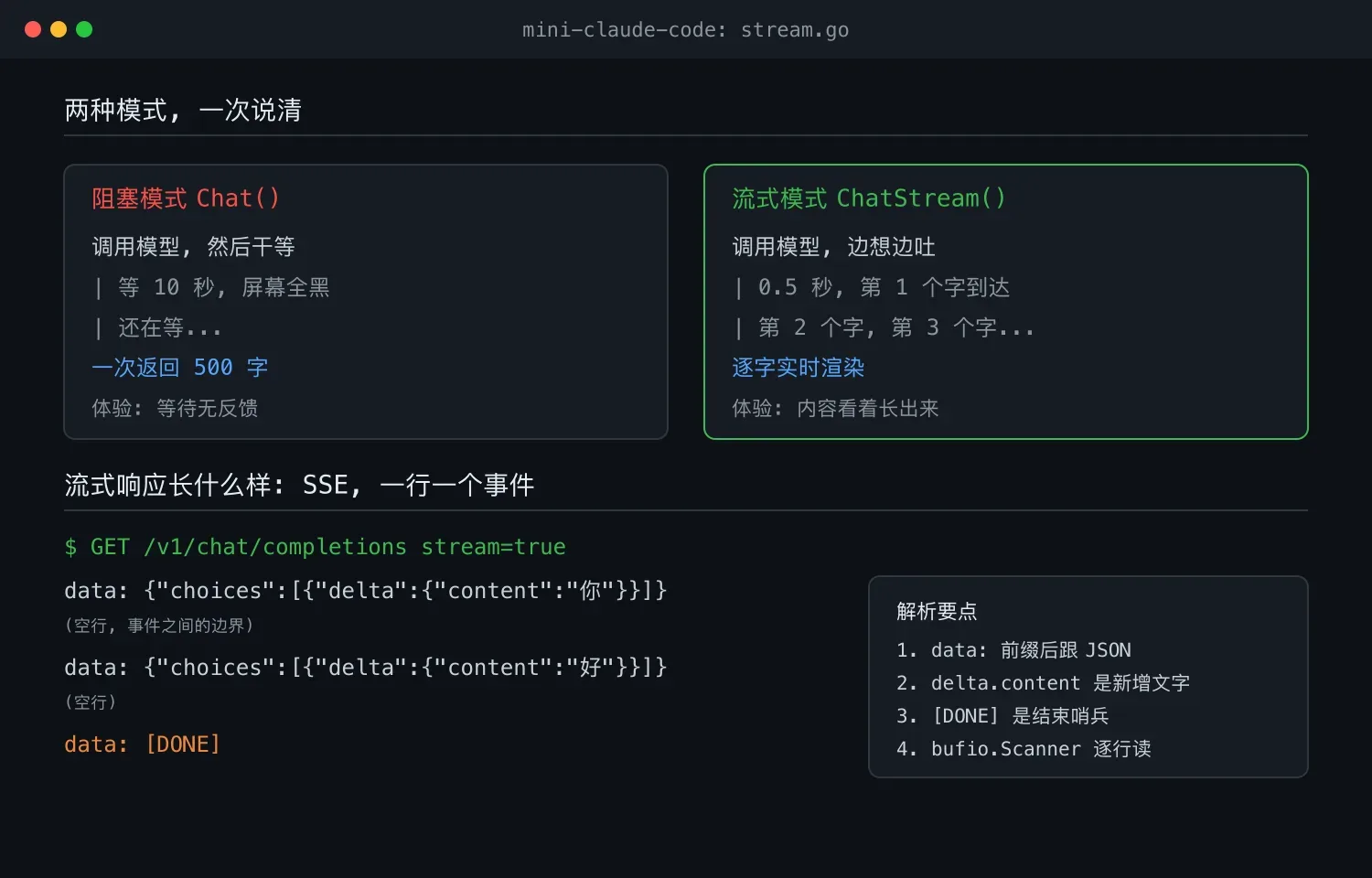 迷你 Claude Code:Go 实现 SSE 流式输出