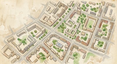 动画风格地图:手绘城市规划图